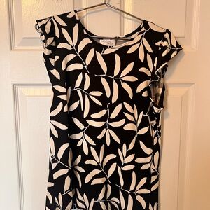 Morgan & Co. Black and White Leaf Print Dress